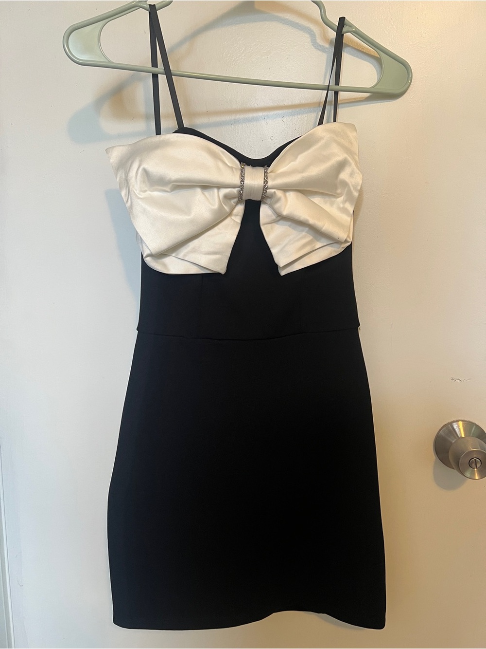 B Darlin Black Mini Dress with Ivory Bow